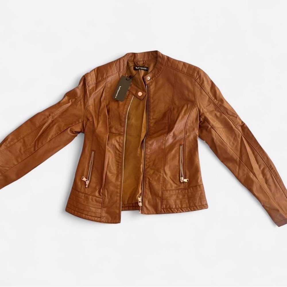 Apperloth Women’s Brown faux leather jacket